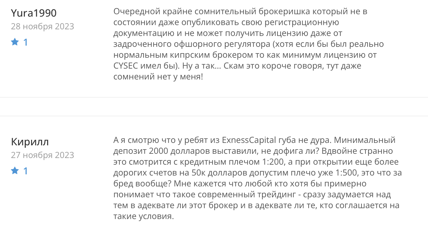 Exness Capital: отзывы клиентов о работе компании в 2023 году