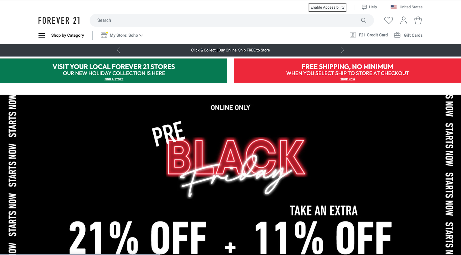 Forever 21 homepage