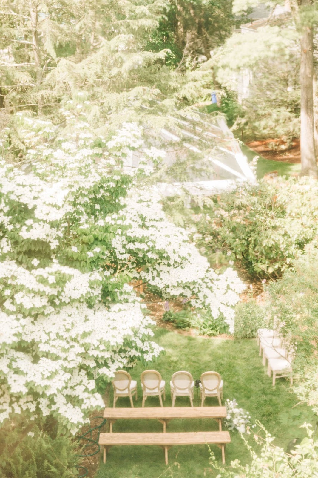 View of ceremony garden from top floor of the house