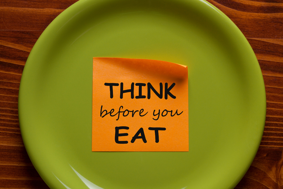 Think before you eat. Are you actually hungry? Is there a reason for this food craving? Am I thirsty, or fatigued? Being mindful around food may help to reduce falling for food cravings. 