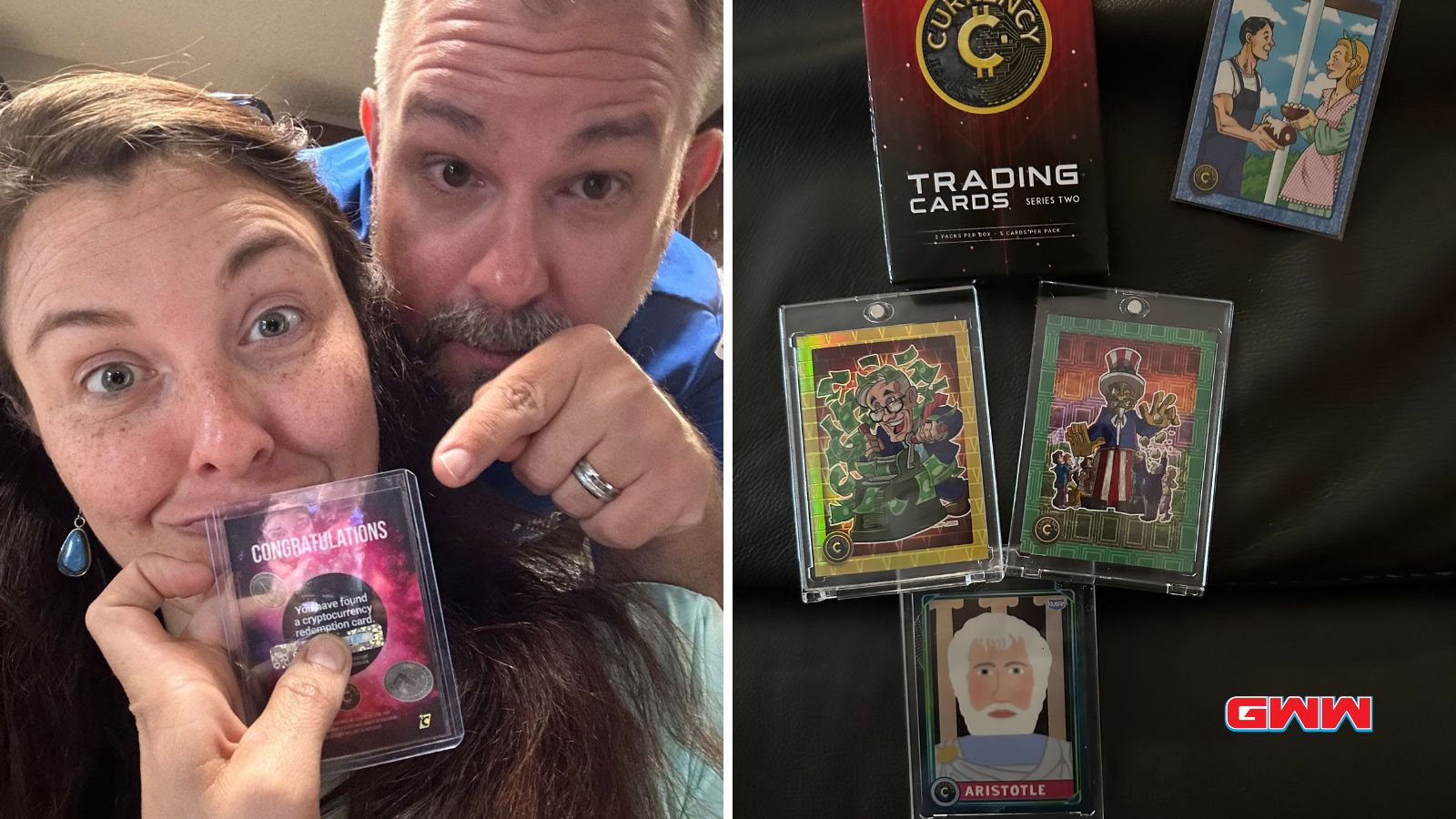 Collectors Cas and Chris Dombkowski with Cardsmiths and redemption card