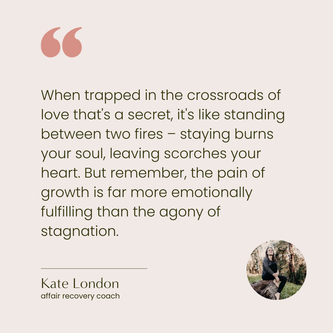 A graphic sharing a quote from Affair Recovery Coach Kate London