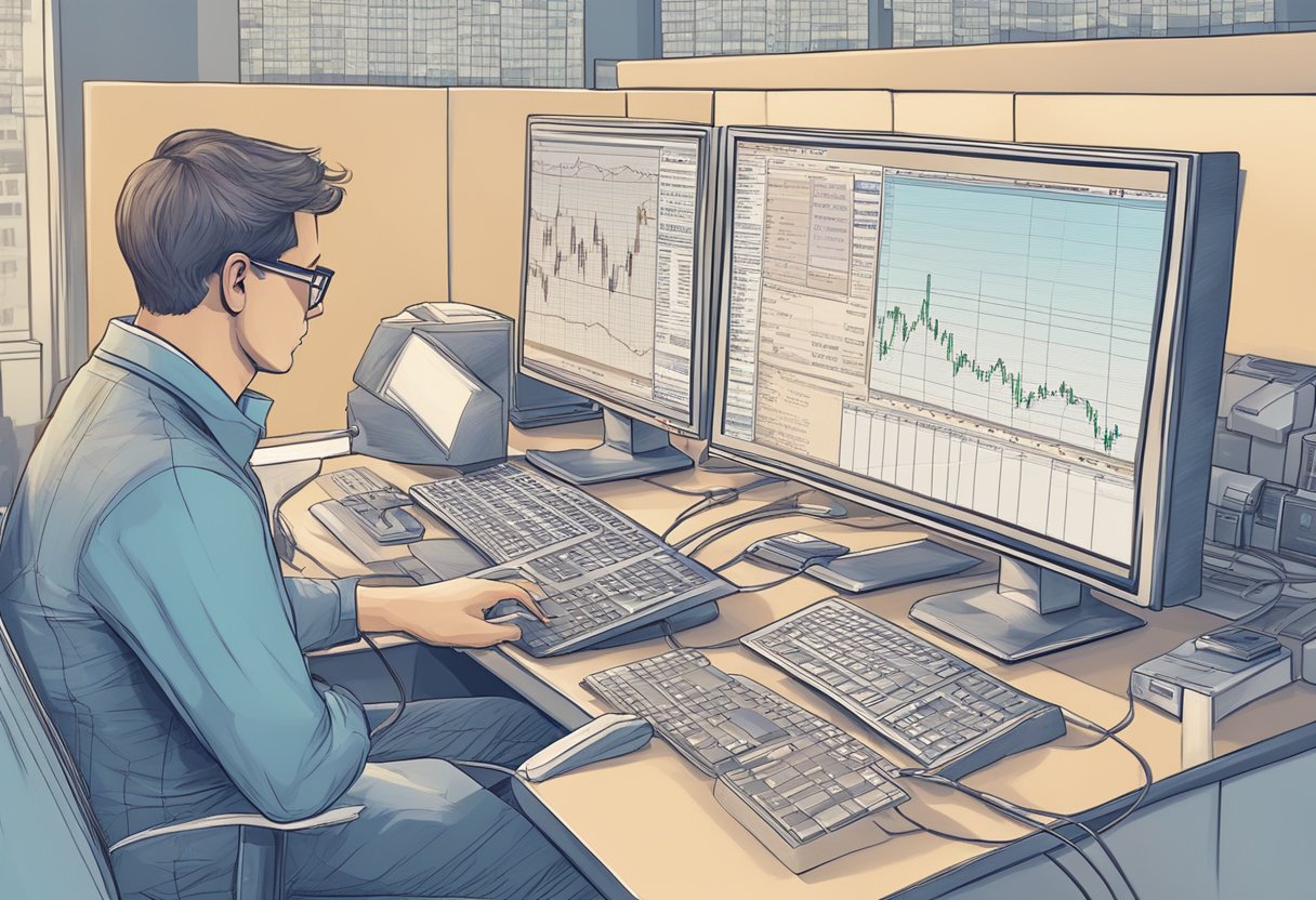 A computer algorithm processes stock market data, making trades autonomously