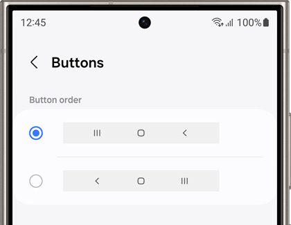 Buttons screen displaying two button order options