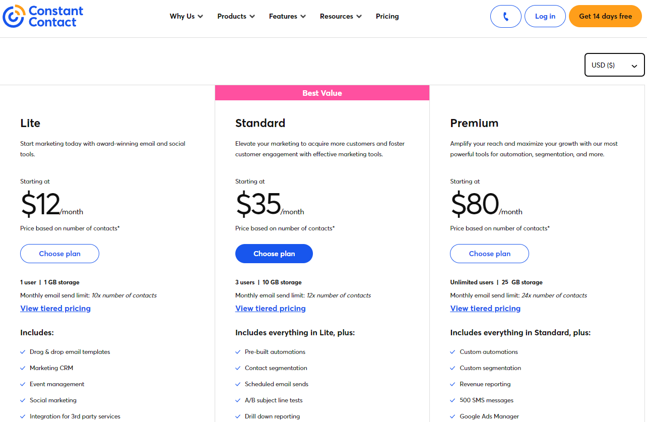 Constant Contact Pricing Plans