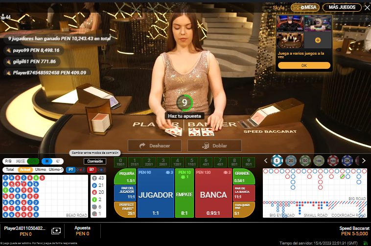 Juego de Baccarat en vivo en Betano