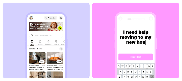 UI UX UX/UX pink brand app design