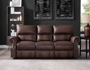 Hydeline Raymond Power Leather Reclining Sofa Couch