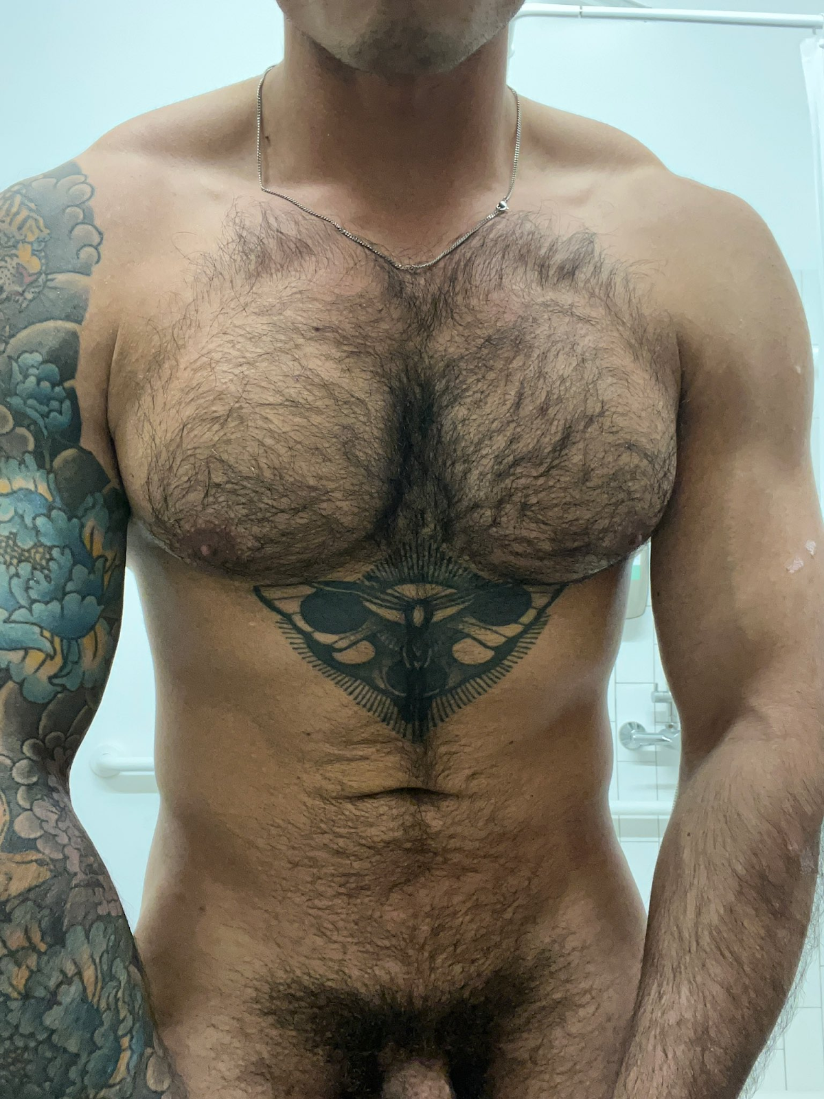 Nick_at_Night naked showing off his hairy chest showing off his hairy bush and hot dick