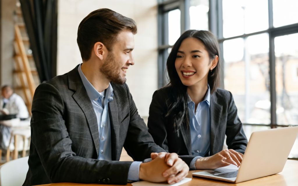 Man and woman working