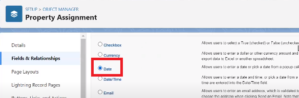 Step 8: Configure an Assignment Date Custom Field on the Property Assignment Object  