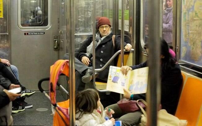 Tom Hanks no metrô de Nova York