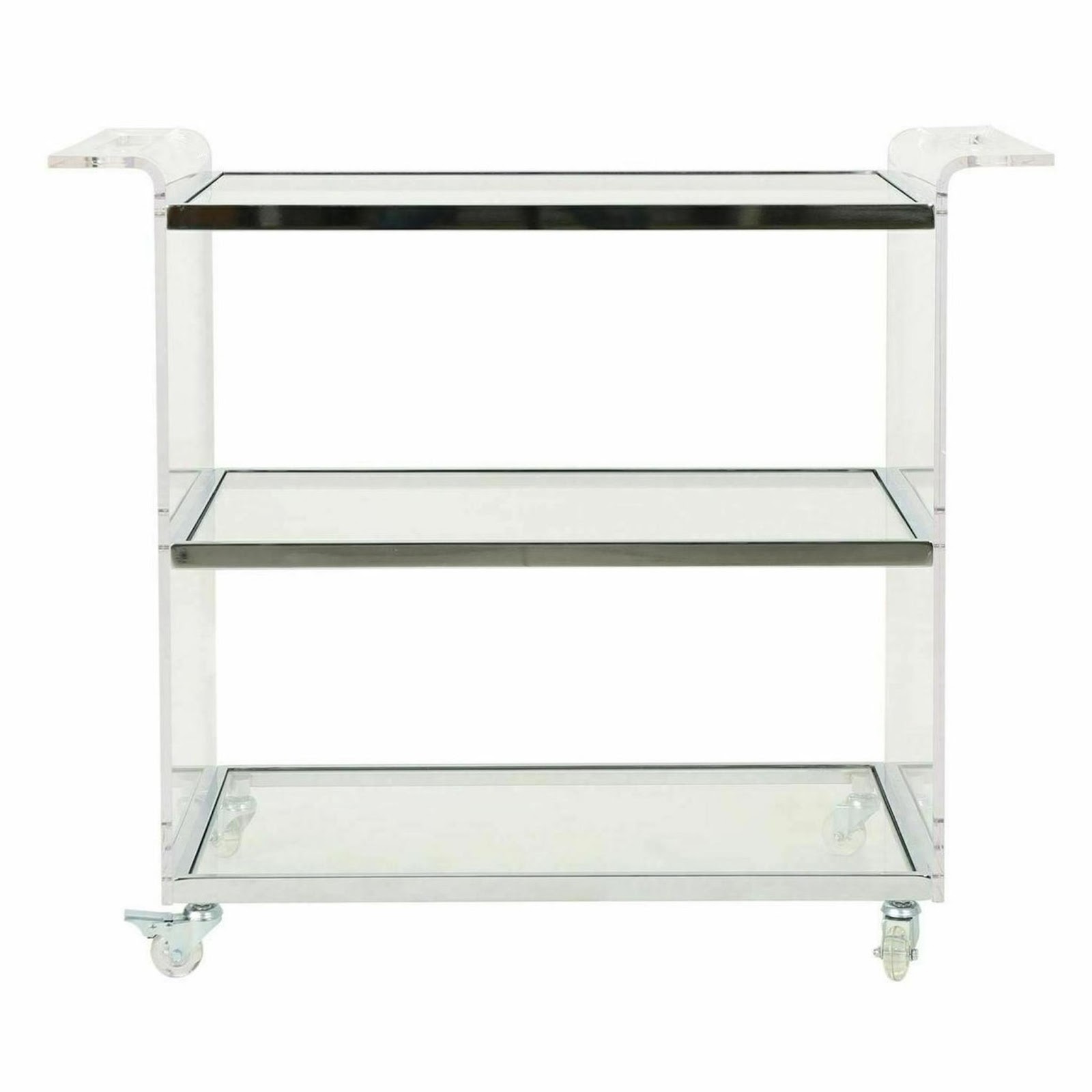 The lucite bar trolley with flair handles is HOT in 2023.