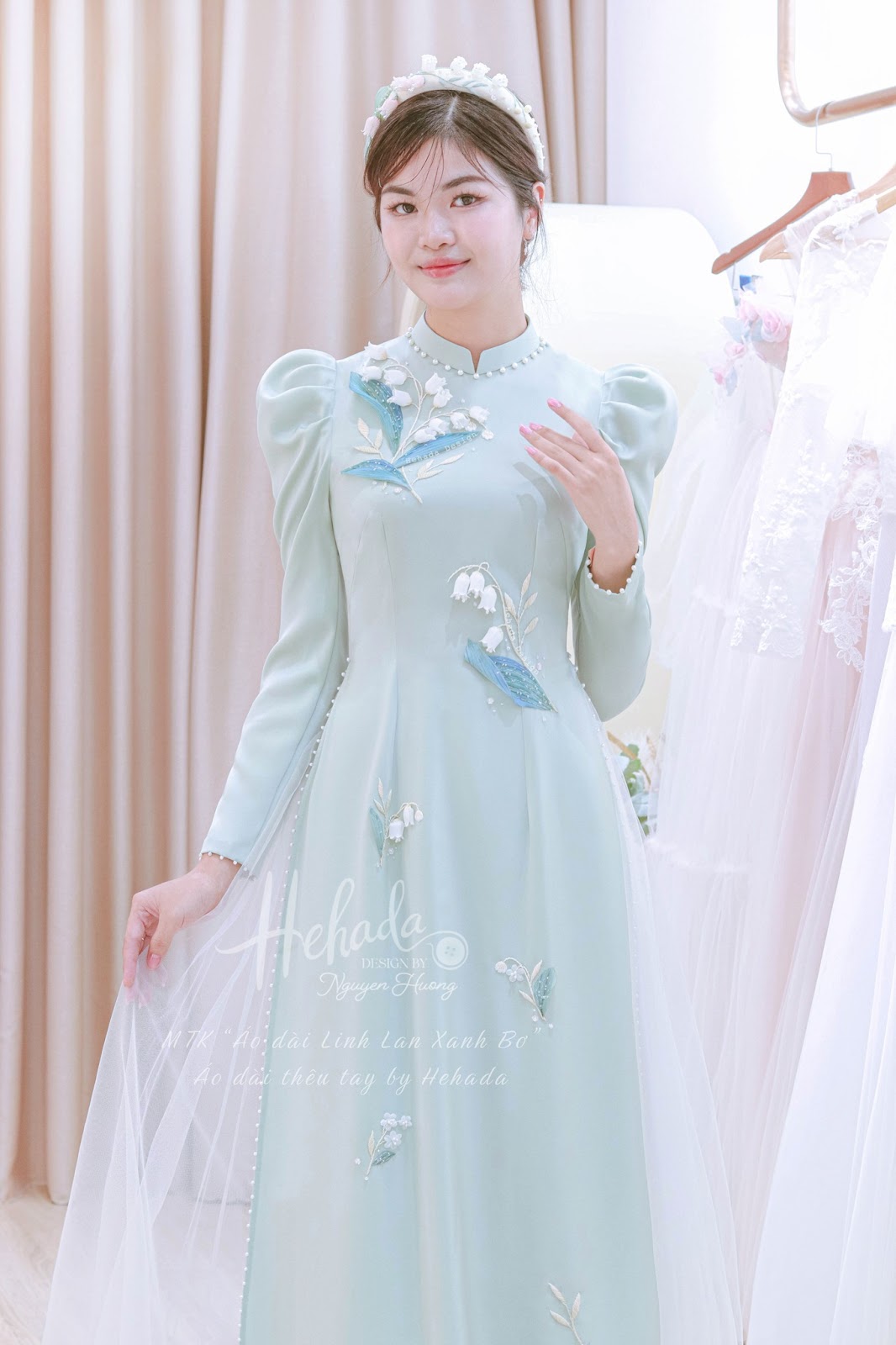 Chi tiết áo dài cưới Linh Lan 