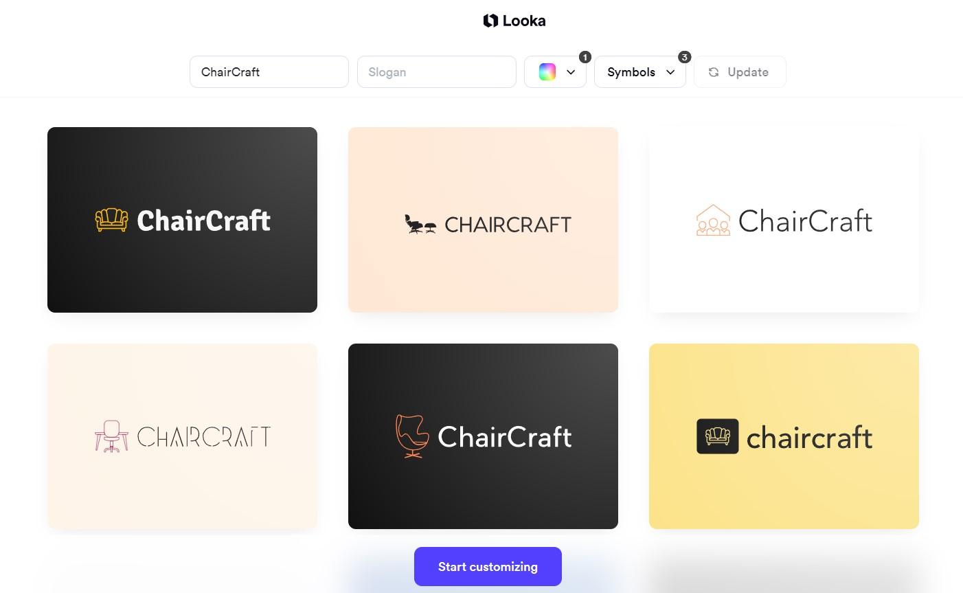 Примеры карточек Looka Logo Maker