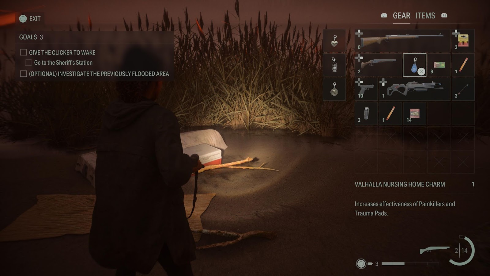 An in game screenshot of the Saga's inventory from Alan Wake 2. 