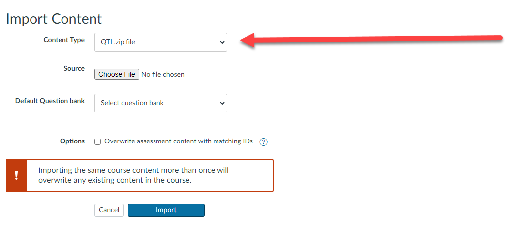 Choose QTI File