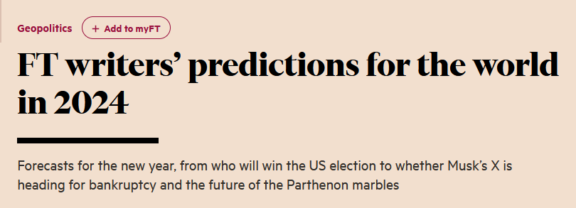 پیش‌بینی‌های فایننشال تایمز برای ۲۰۲۴