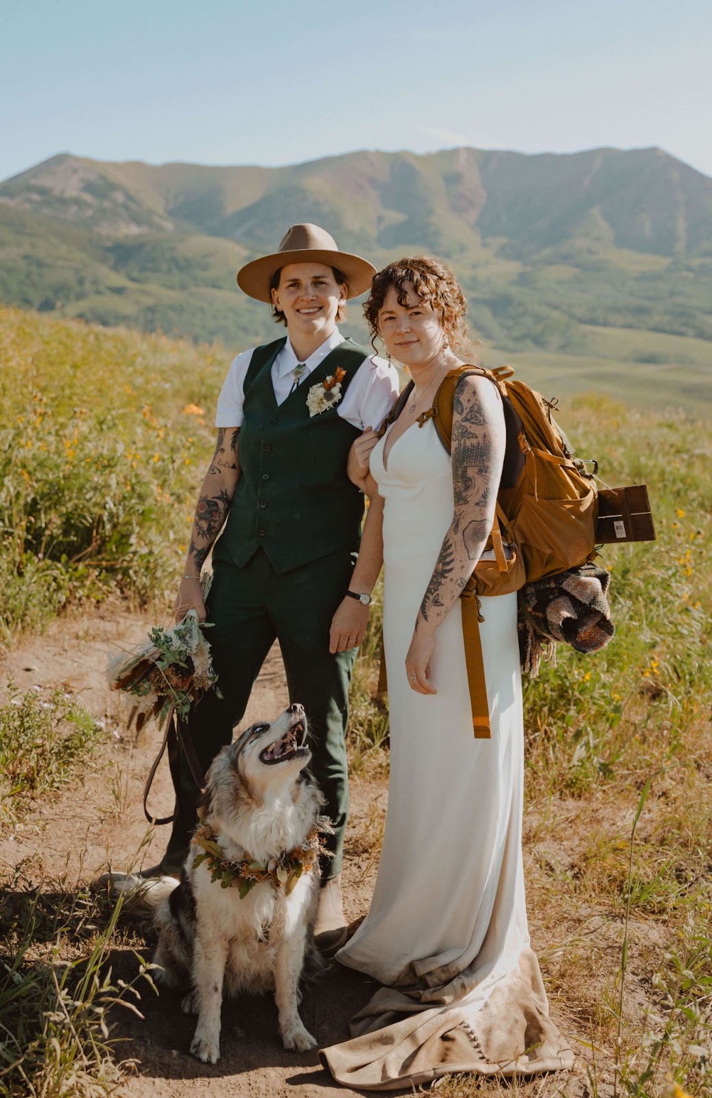 Couple posing in Crested Butte for hiking elopement