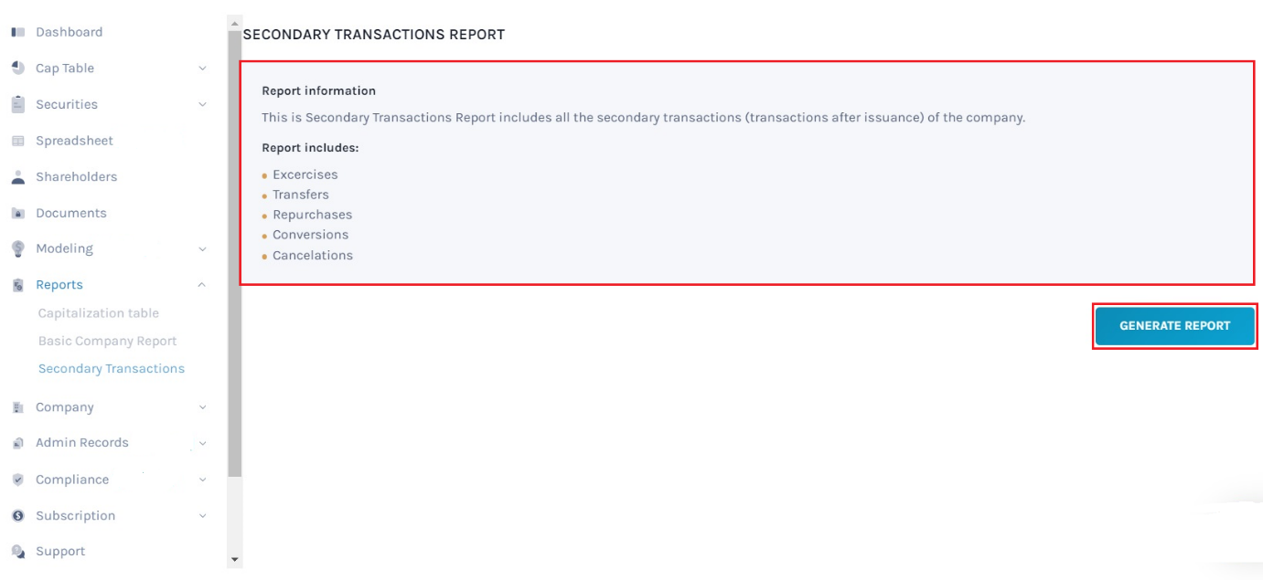 secondary transaction report 