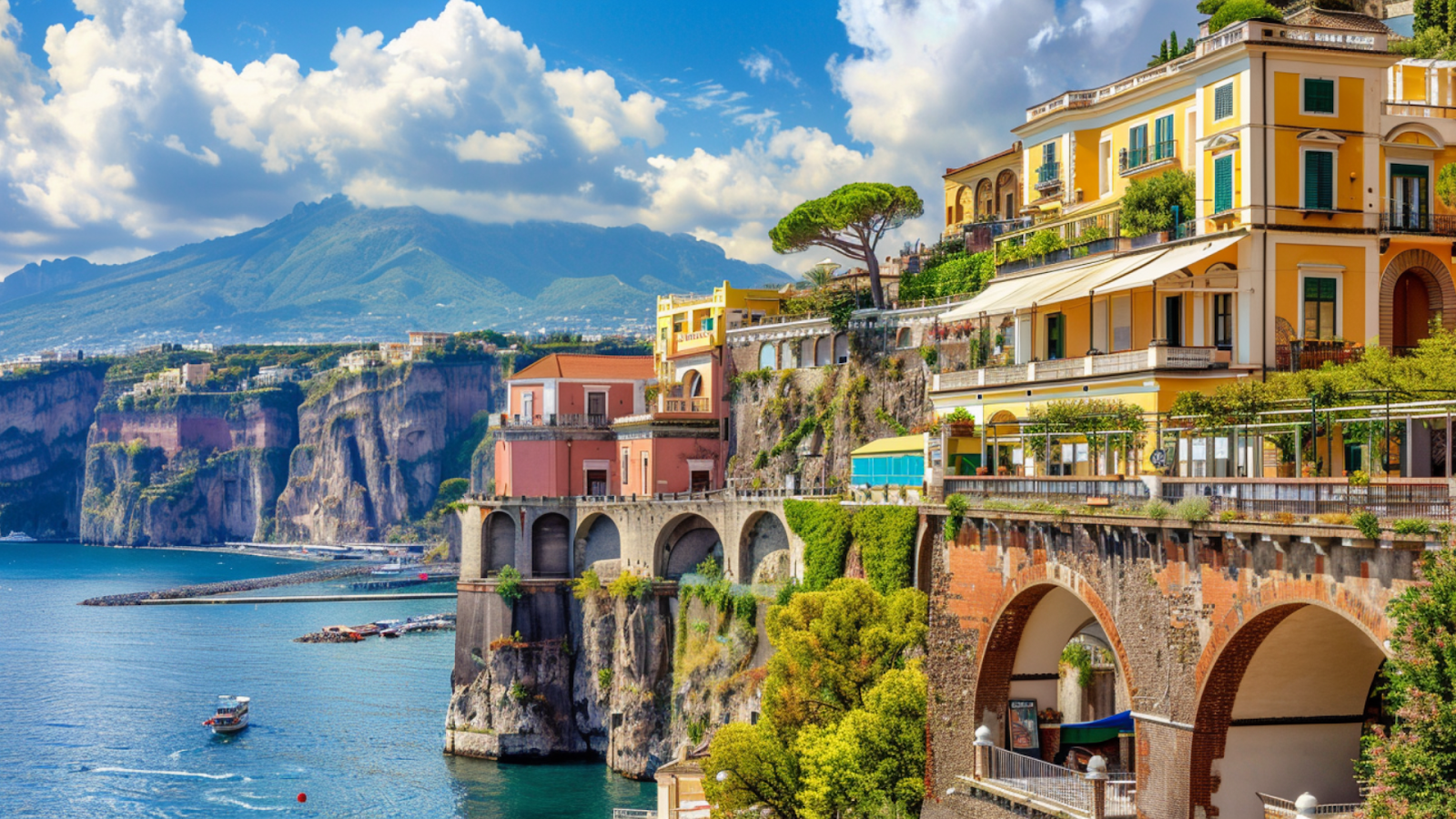The colorful coastal houses in Sorrento, Italy