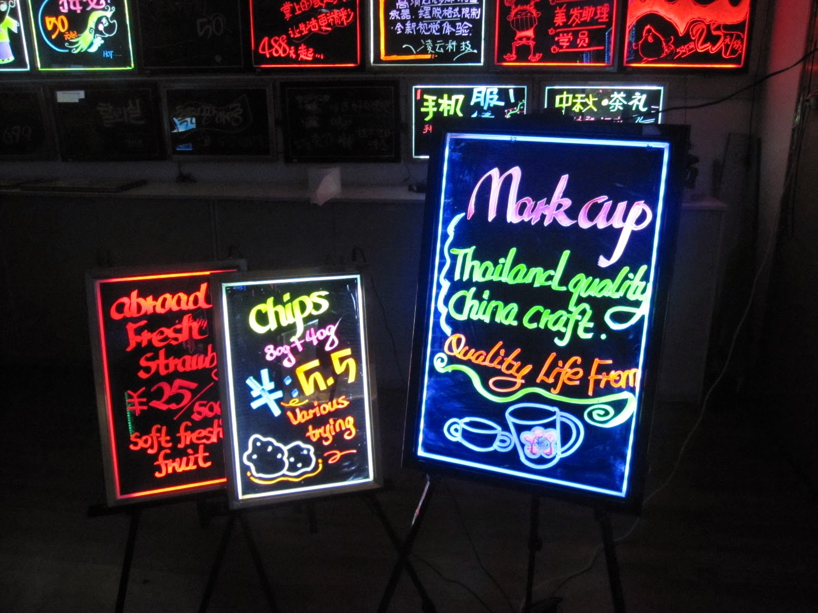Schede menu retroilluminate