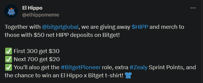 Bitget listing triggers El Hippo price surge - 1