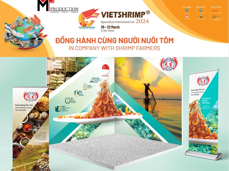 Thi công gian hàng hội chợ triển lãm VIETSHRIMP 2024 ấn tượng