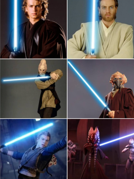 Jedi with blue lightsabers