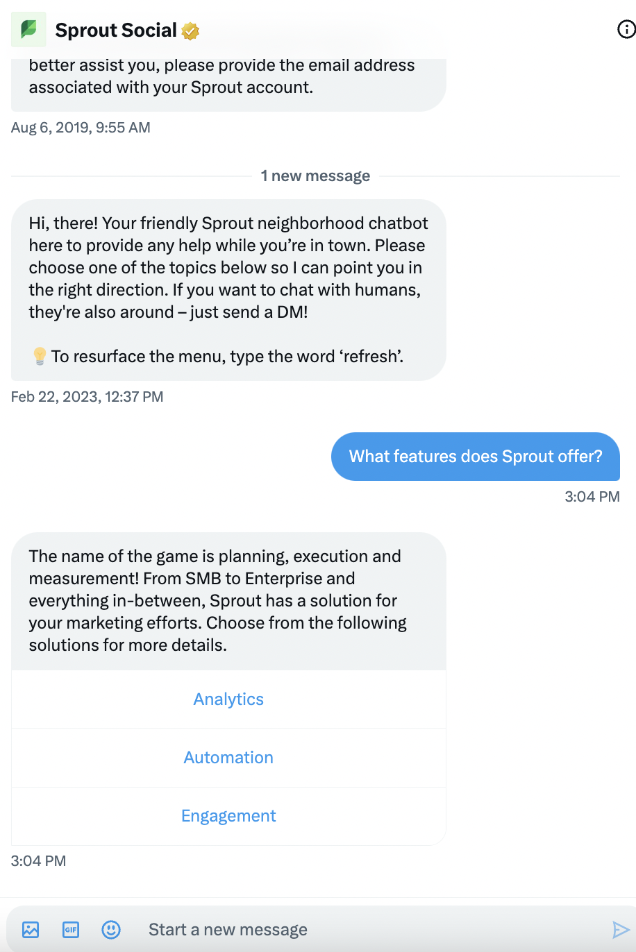 Sprout Social chatbot