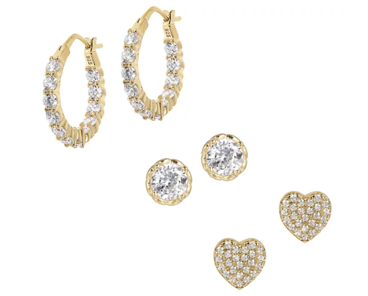 Diamonique Set of 3 Boxed Earrings exclusively available on QVC this Valentine's Day