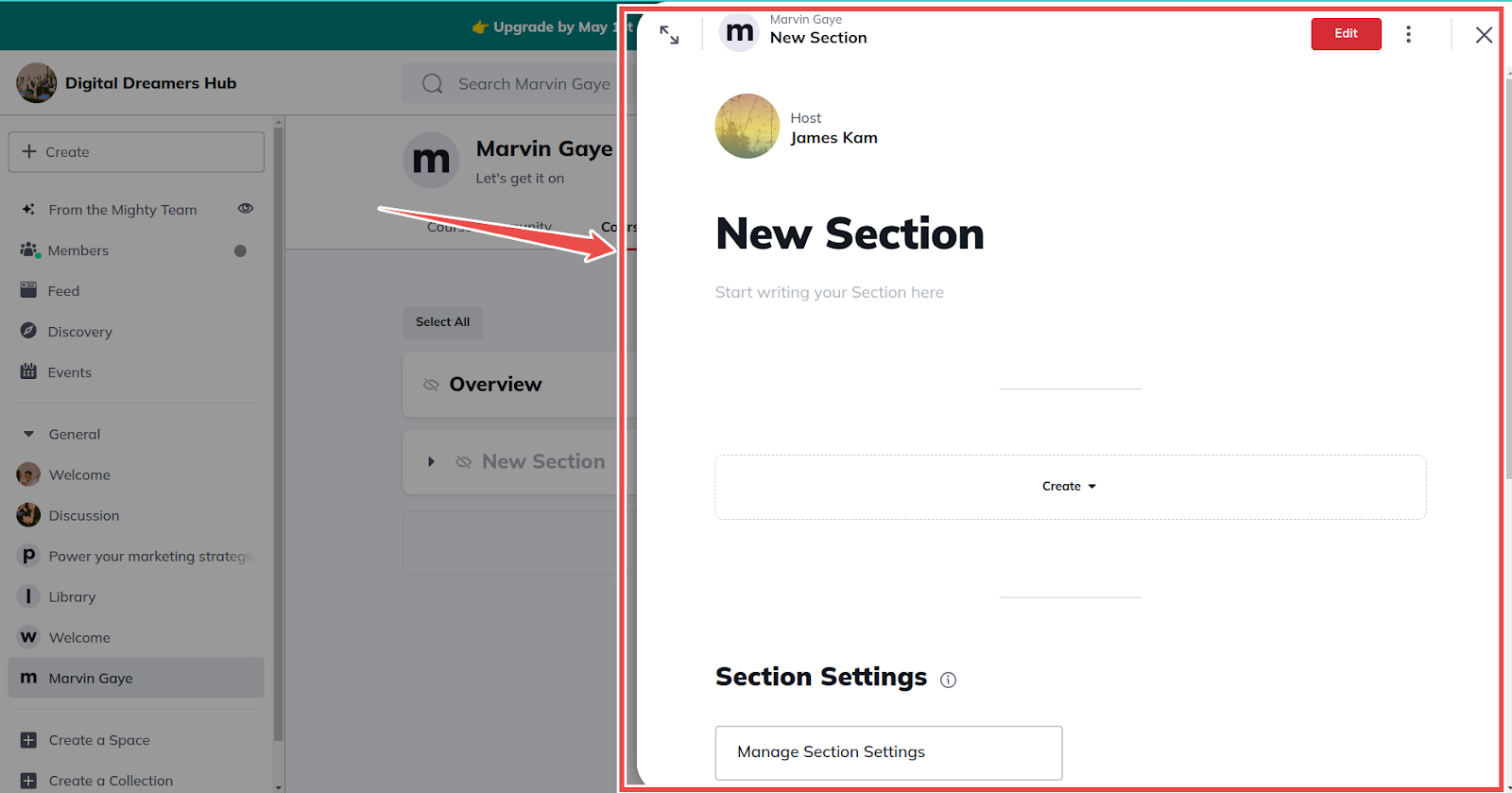 sections that loads as popups instead of full tabs