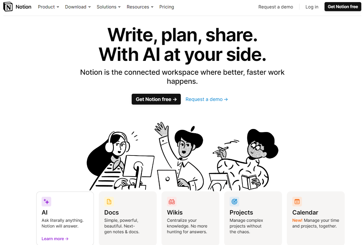 Write, plan, share. With AI at your side with Notion