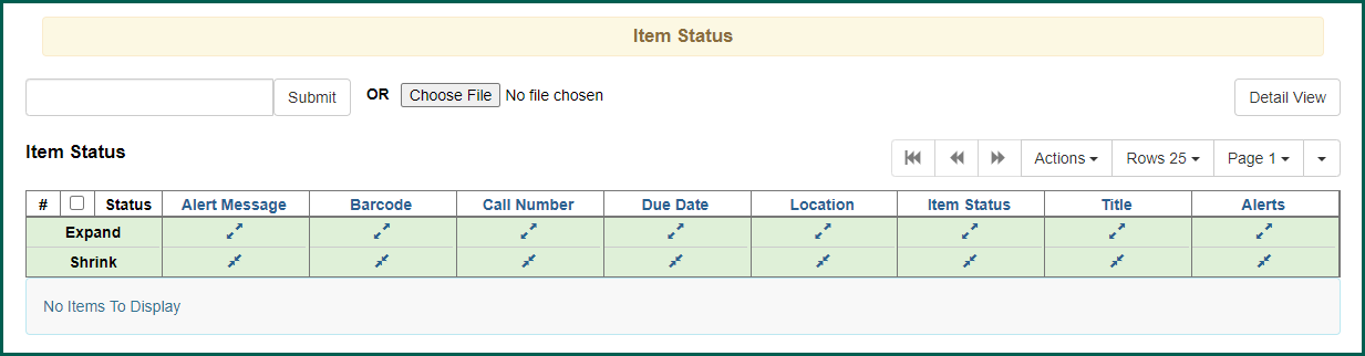 Use arrows to expand or shrink column sizes