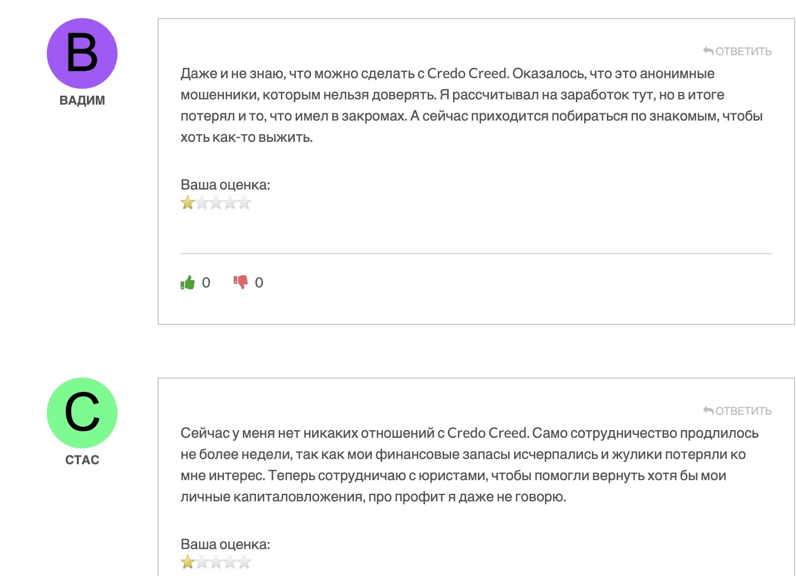 Credo Creed: отзывы клиентов о работе компании в 2023 году