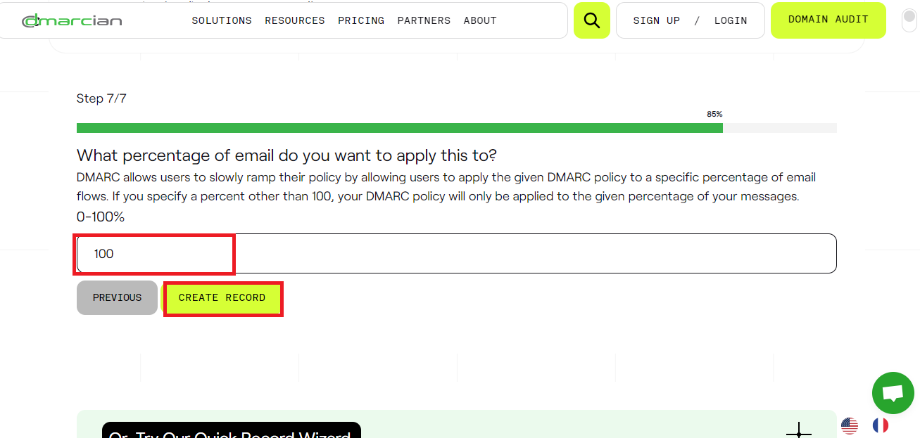 DMARC generation step 7