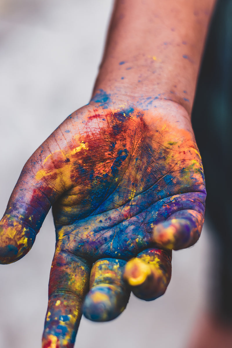 hand covered in powdered paint - Image of Fashion and Style, A color wheel that shows complementary 