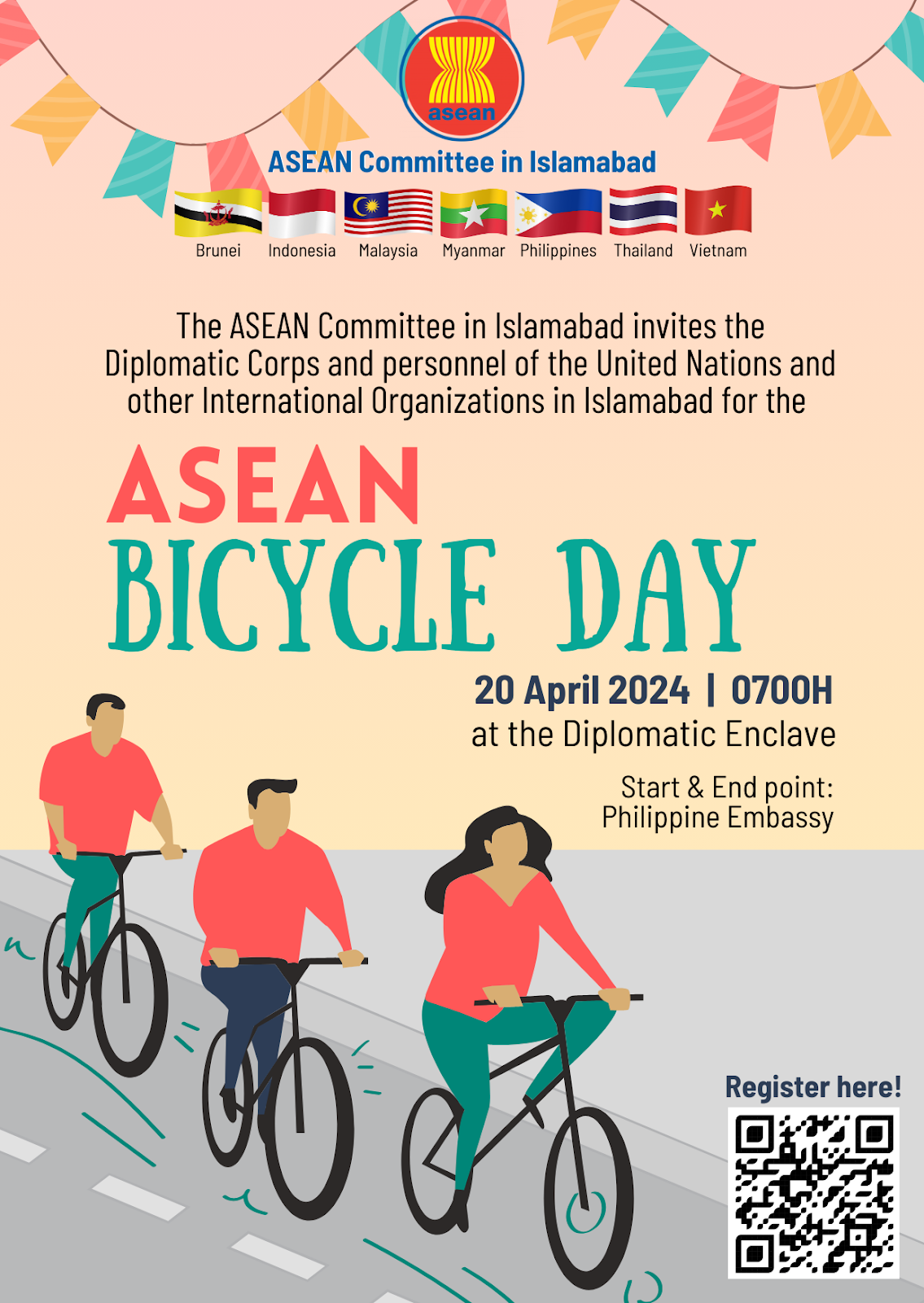 A poster for an official association of the asean bicycle dayDescription automatically generated