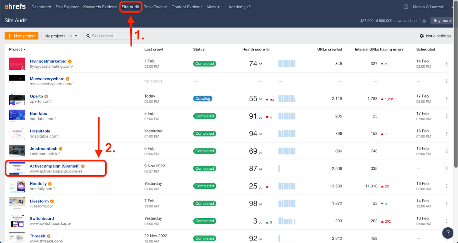 This is a screenshot of the first step of how to do an hreflang tag audit on ahrefs. 