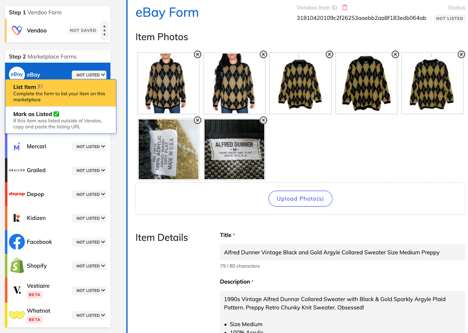 ebay vendoo form