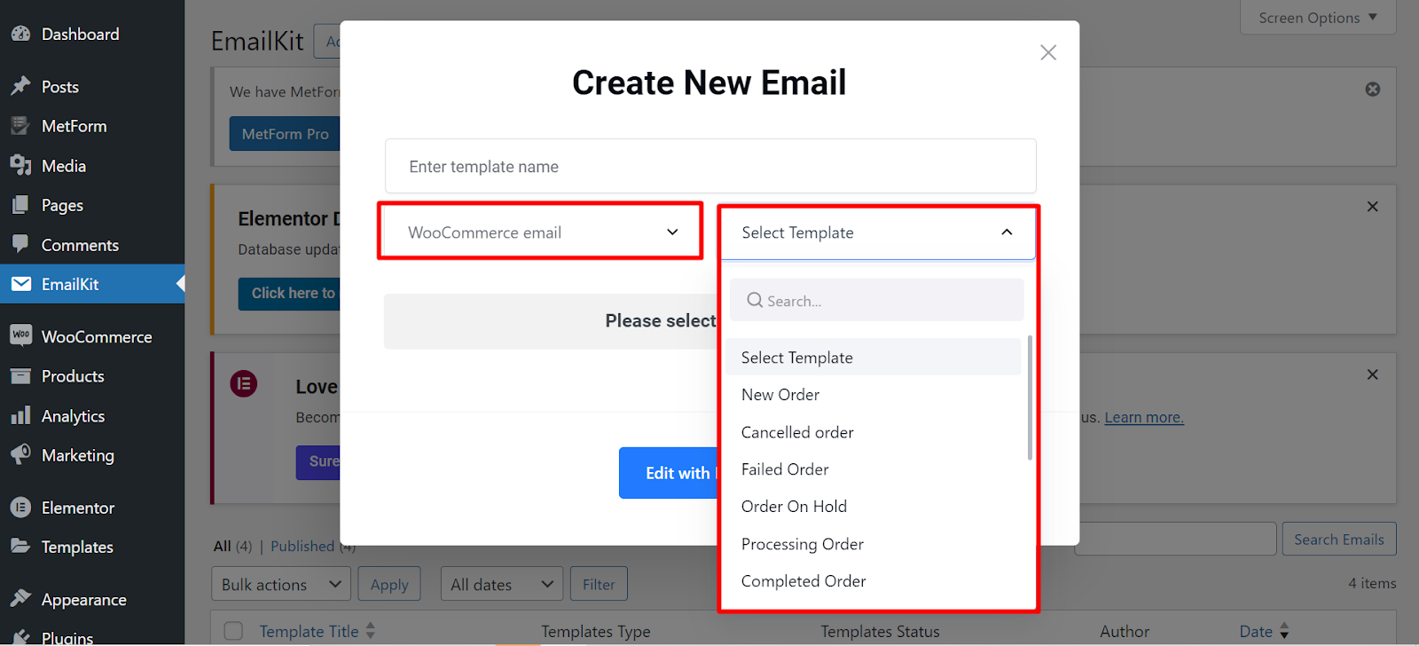 Trouvez votre modèle WooCommerce à partir du modèle prêt d'EmailKit