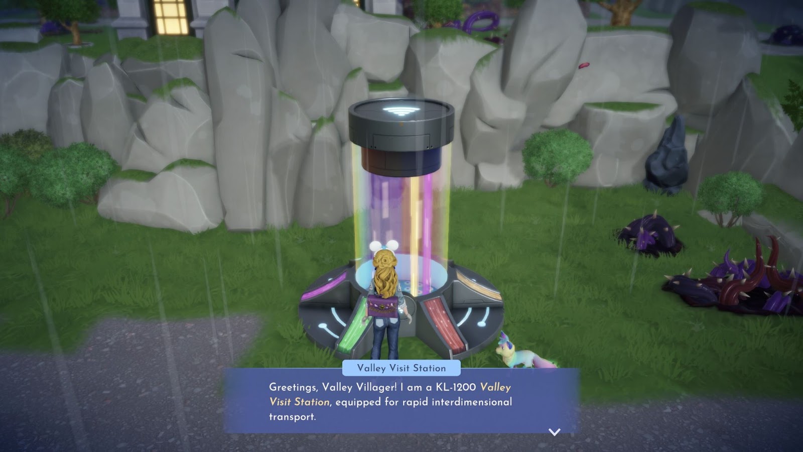 An in game screenshot of the Valley Visit Station from Disney Dreamlight Valley