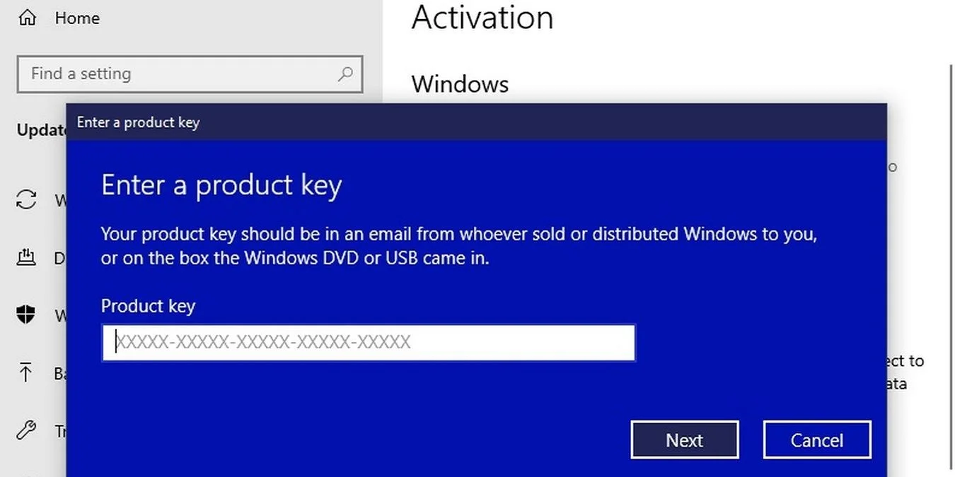 Activation with Product Key