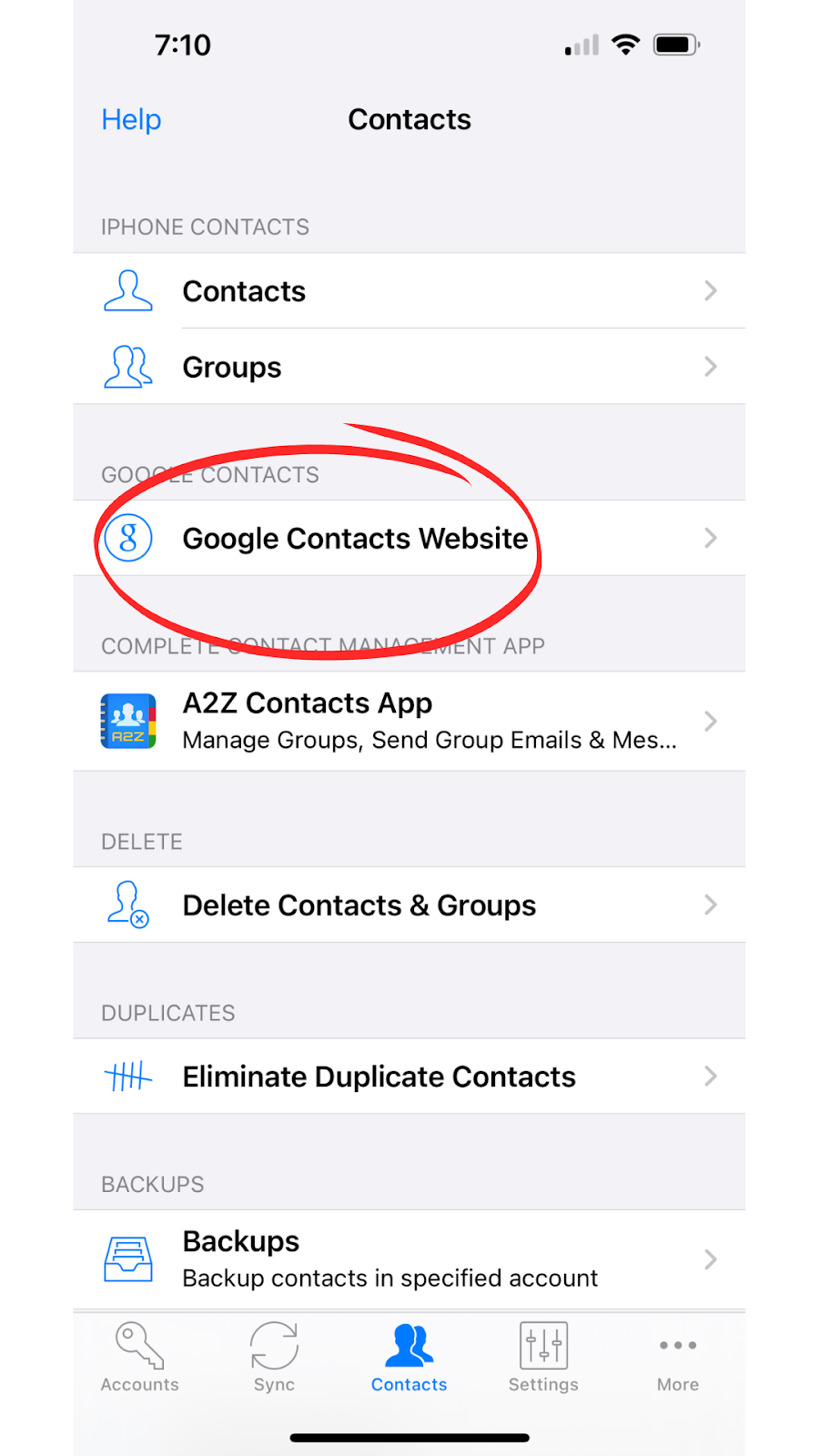 Google Contacts Website