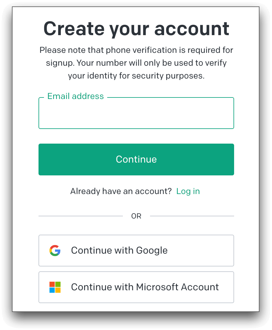 chatgpt create your account