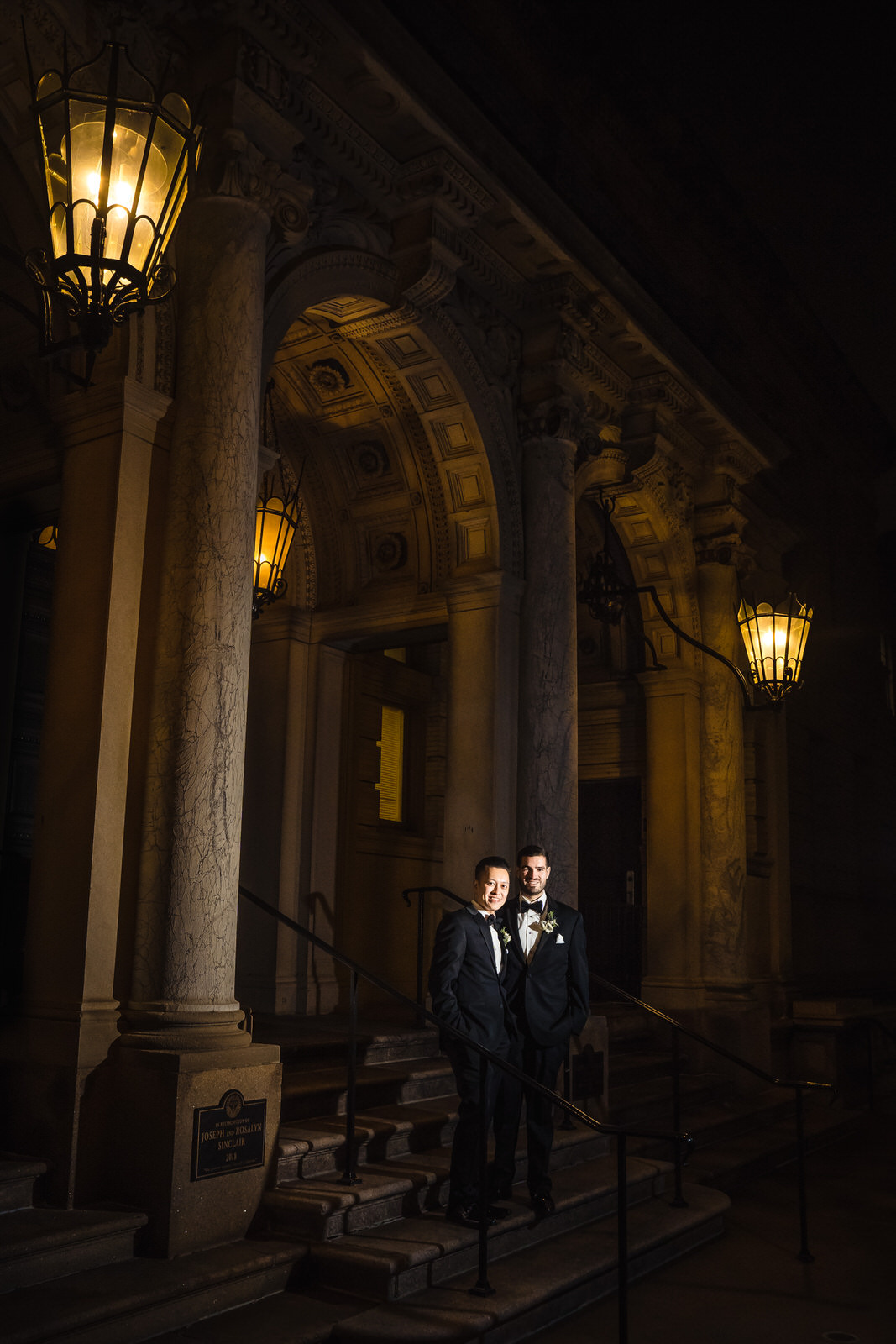 Providence Public Library Wedding Photo of the grooms by Boston Wedding Photographer Nicole Chan Photography