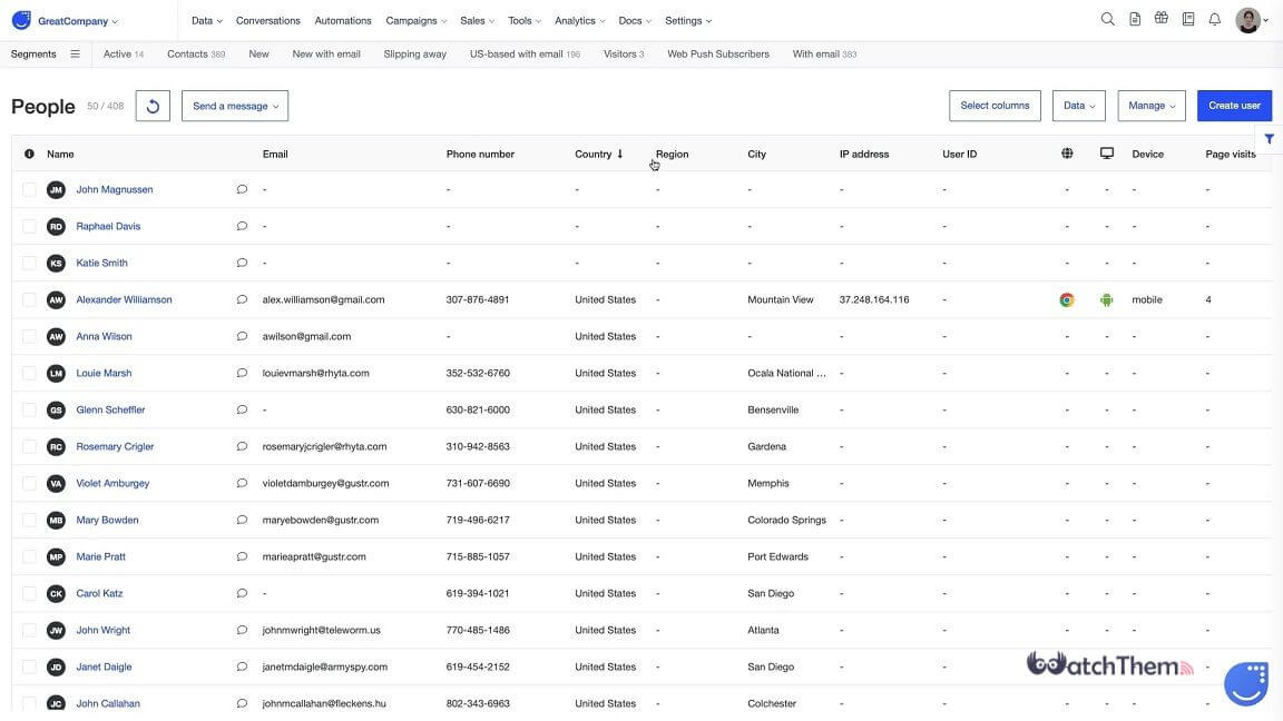 screenshot of User.com email marketing platform dashboard