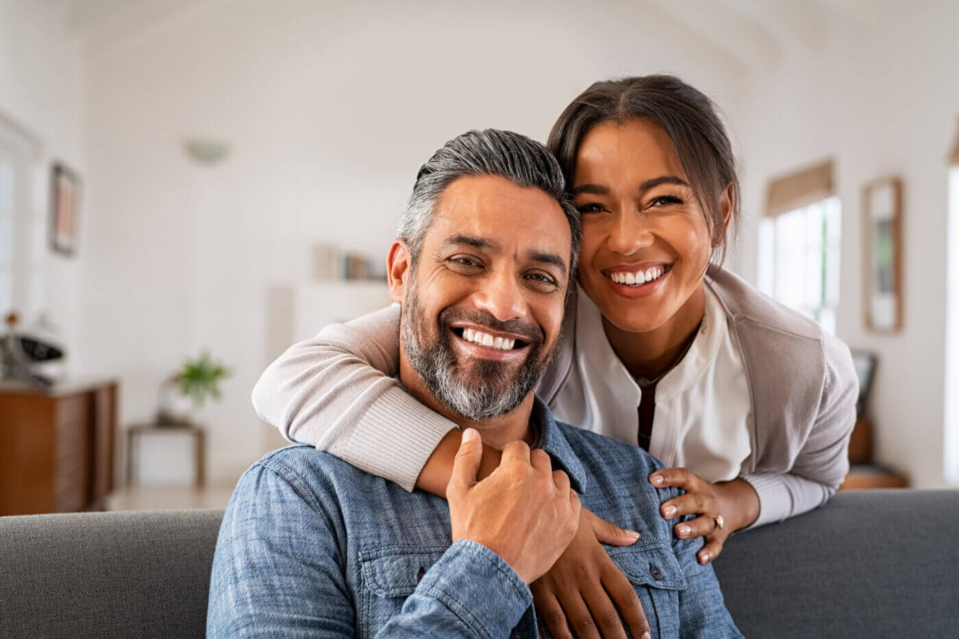 a couple at the living room