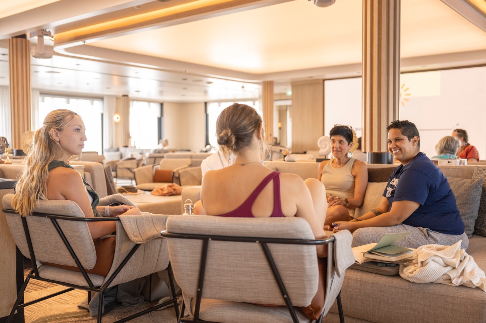 Connecting during the Chopra Retreat Voyage aboard Swan Hellenic's SH Diana