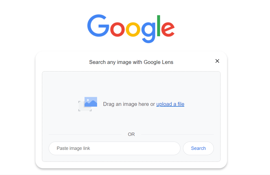 Showing two options to provide images to search for to Google Lens